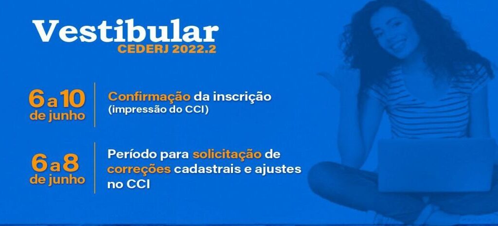 Liberado cartão de confirmação da inscrição do Vestibular Cederj 2022.2