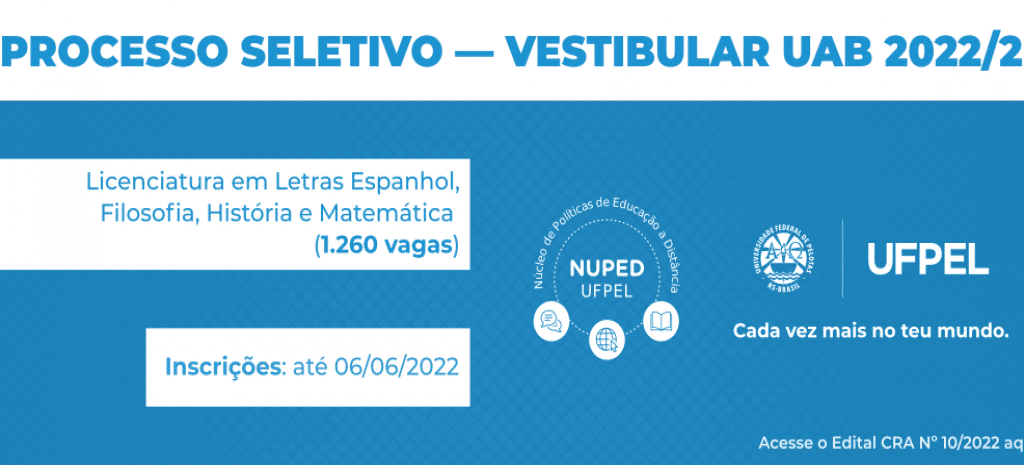 UFPel - Vestibular para cursos a distância tem inscrições prorrogadas