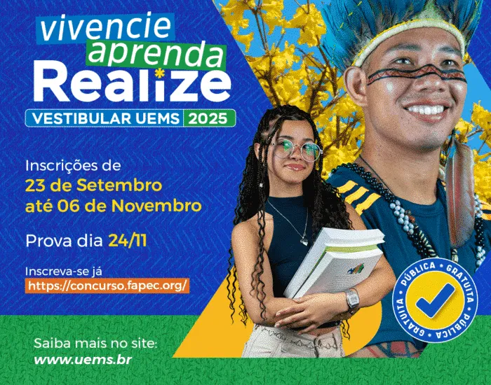Entre na UEMS sem precisar de vestibular - Processo Seletivo Permanente UEMS 2025. Acompanhe as Redes Sociais da UEMS.