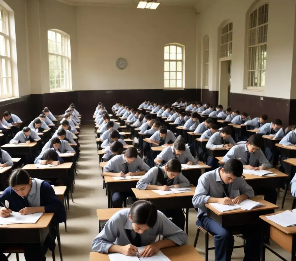Candidatos concentrados durante a primeira fase do vestibular da Unesp, um marco na busca pelo ensino superior de qualidade em São Paulo.