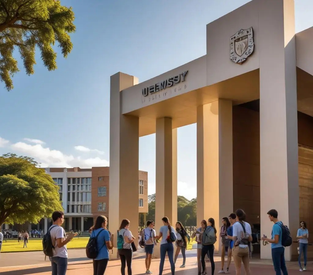 Entrada da unidade Campo Grande da UEMS onde os candidatos realizarão o vestibular neste domingo (23).