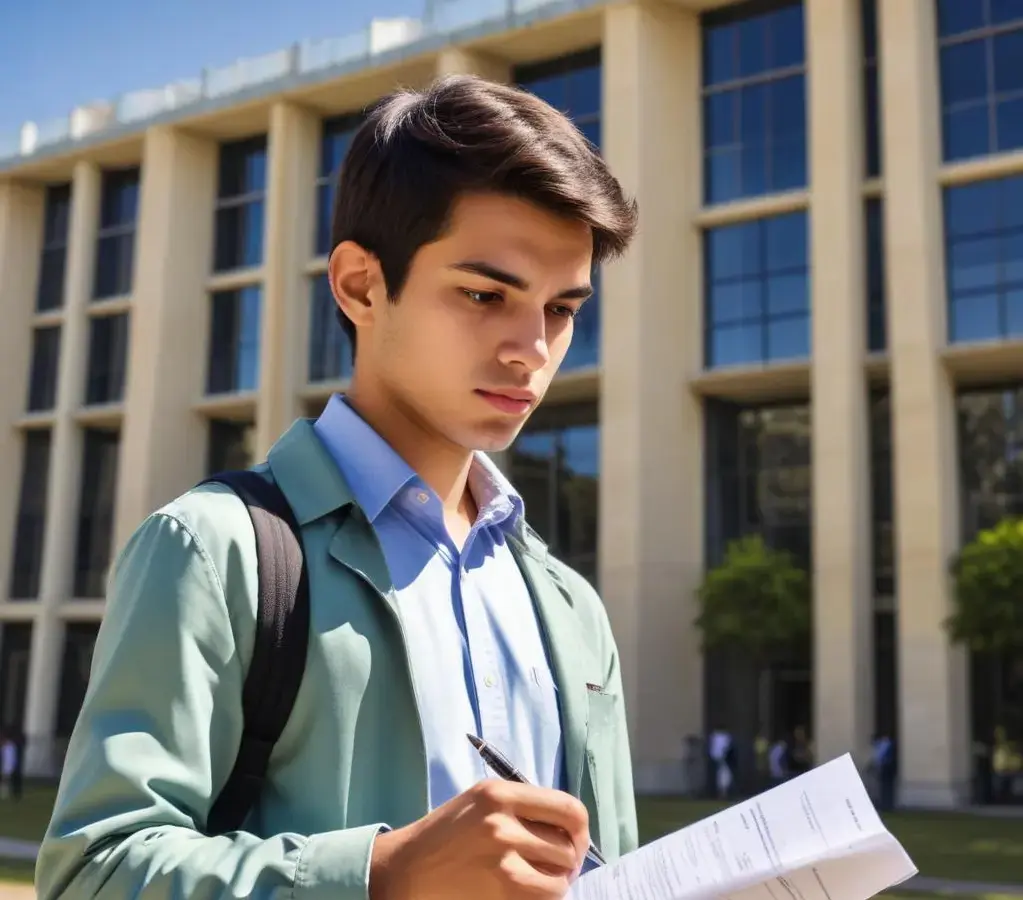 Candidato se preparando para ingressar no local de prova do vestibular Unespar 2026.