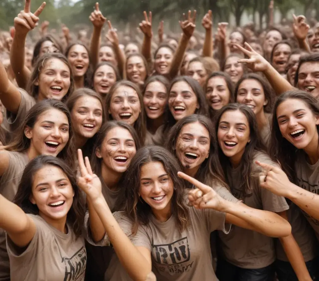 Calouros da PUCPR celebram a aprovação no Vestibular 2026 com o tradicional Banho de Lama no Câmpus Curitiba.