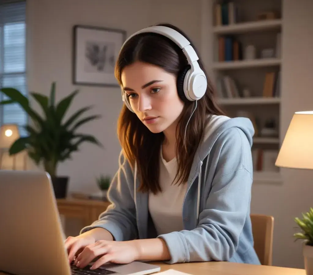 Jovens estudantes se concentram para realizar vestibulares online, aproveitando a tecnologia para acessar o ensino superior.