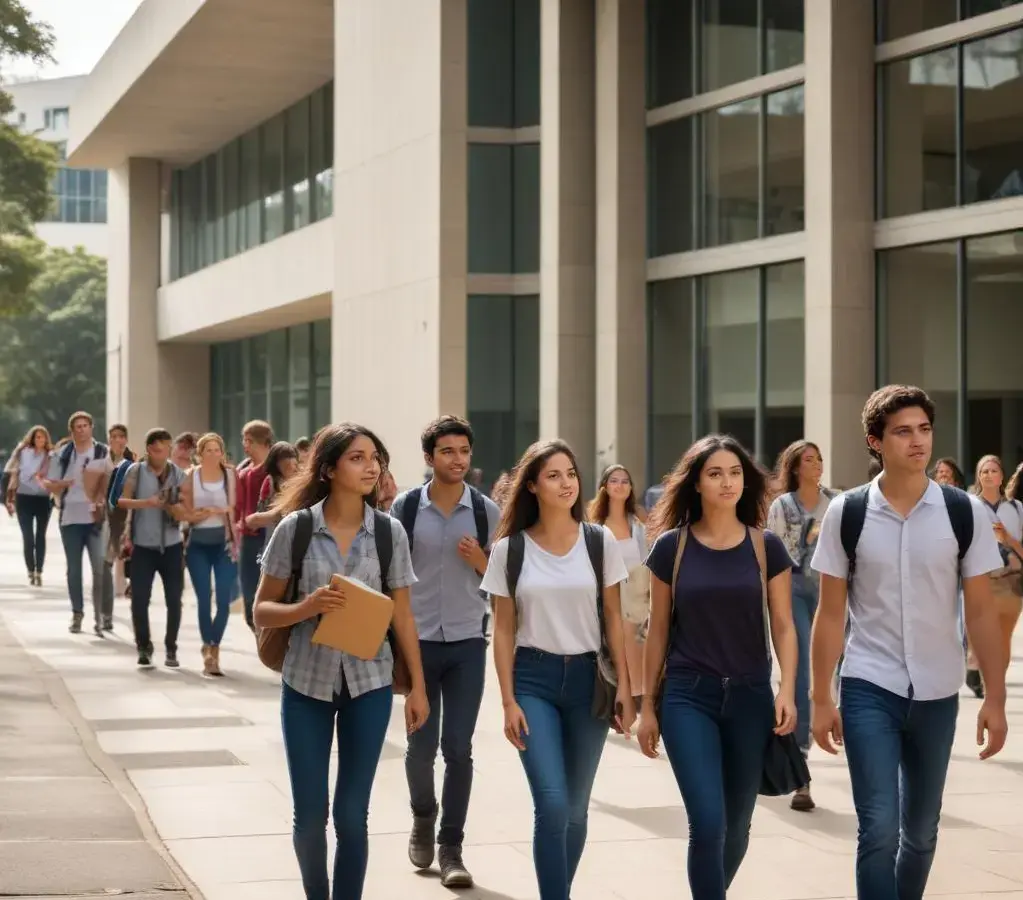 Estudantes deixam o local de prova da segunda fase do Vestibular Fuvest 2026, após a conclusão dos exames que definirão seu ingresso na USP.