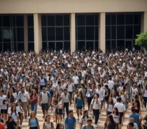 Estudantes deixam o prédio após a realização das provas do segundo dia da segunda fase do Vestibular Unicamp 2026.