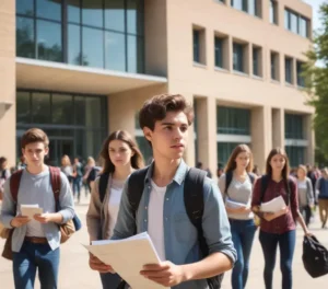 Estudantes chegam ao campus da UFSM para realizar as provas do Vestibular e PSS 2026, com documentos em mãos e expectativa para o início dos exames.