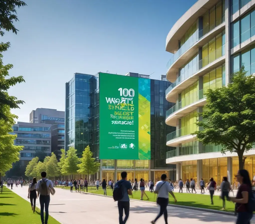 Estudantes circulam pelo campus da **USP**, universidade brasileira que alcançou destaque entre as 100 melhores do mundo em importantes áreas do conhecimento.