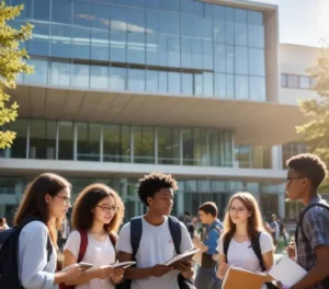 Estudantes em frente ao campus da UFPR, visualizando as novas oportunidades trazidas pelo Vestibular 2027 e os desafios da preparação acadêmica.
