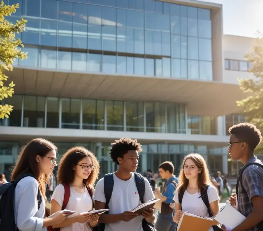 Estudantes em frente ao campus da UFPR, visualizando as novas oportunidades trazidas pelo Vestibular 2027 e os desafios da preparação acadêmica.