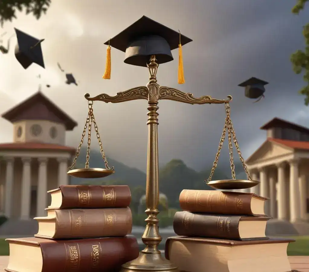 A balança da justiça pende para a inclusão, simbolizando a decisão que suspende a proibição das cotas raciais em universidades catarinenses.