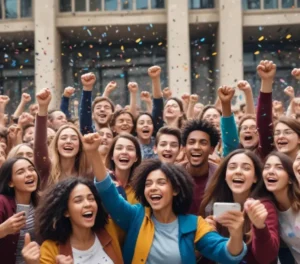 Estudantes comemoram o anúncio do **resultado do vestibular UEPG 2026**, um marco em suas jornadas rumo ao ensino superior.
