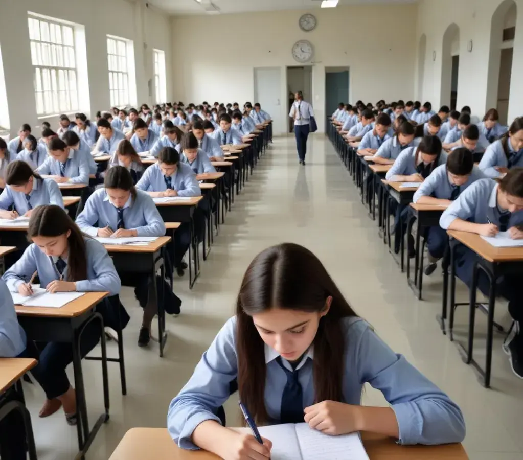 Candidatos concentrados durante a aplicação das provas do Vestibular UFSM, um momento crucial para o ingresso no ensino superior.
