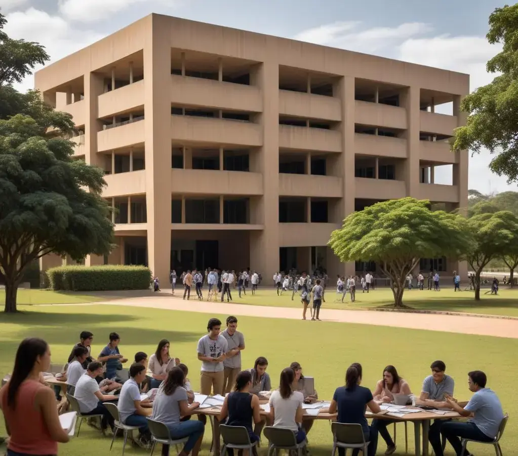 Candidatos se reúnem no campus da UFSM, em Santa Maria, para analisar os gabaritos preliminares das provas do Vestibular 2026.