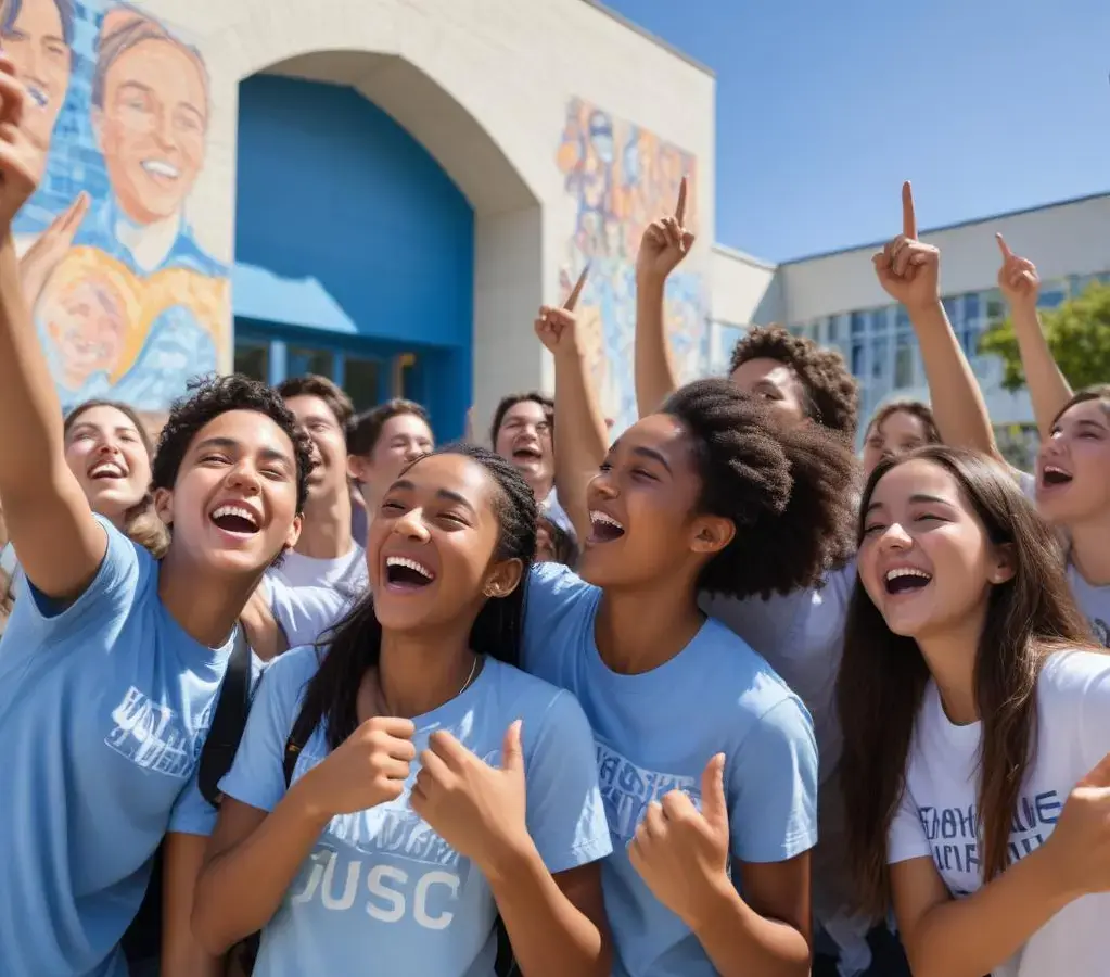 Estudantes comemoram a divulgação do resultado do Vestibular Unificado UFSC/IFSC/IFC 2026, com listas de aprovados expostas em um mural no campus da Universidade Federal de Santa Catarina.