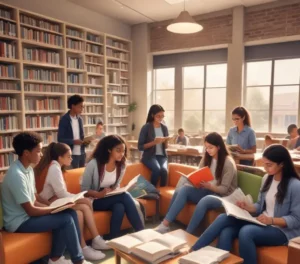 Estudantes empenhados na leitura, preparando-se para o vestibular da USP com a nova lista de livros obrigatórios divulgada pela Fuvest, que abrange obras diversas até 2033.