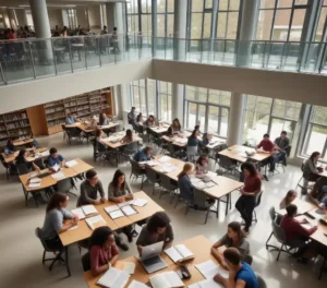 Estudantes empenhados na preparação para o **Vestibular Uemg 2026**, buscando uma das concorridas vagas na universidade.