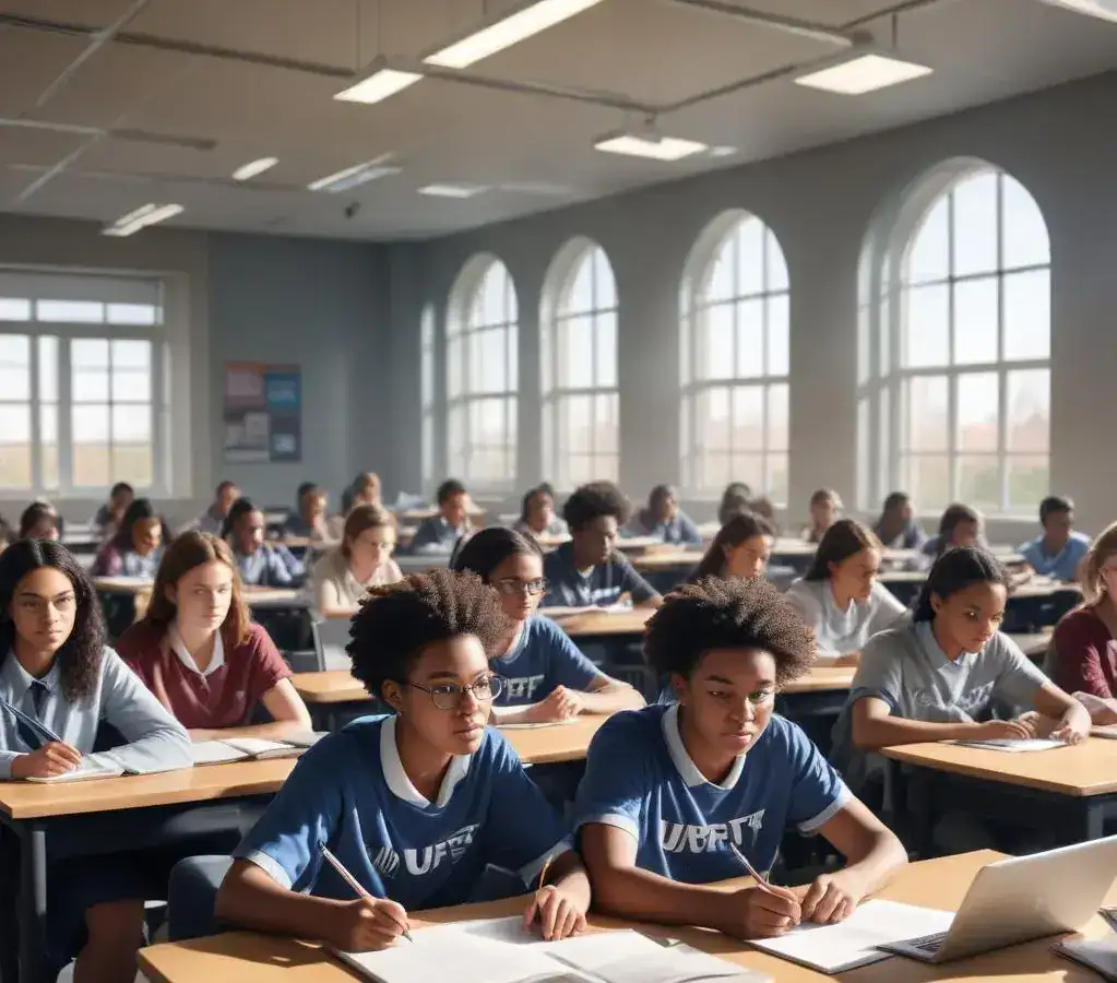 Jovens estudantes dedicados à preparação para o UFT Exato 2026/1, buscando ingresso nas instituições federais do Tocantins.