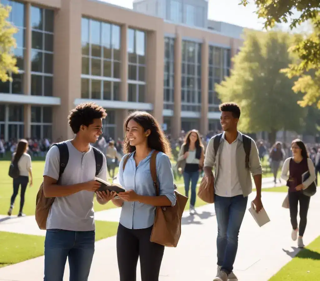 Estudantes celebram o acesso ao ensino superior em um campus universitário, simbolizando as novas oportunidades abertas pela UFGD em Dourados, Mato Grosso do Sul, para o ingresso em 2026.