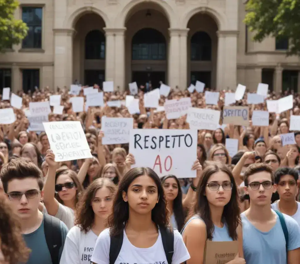 Estudantes e ativistas trans realizam manifestação em frente à reitoria da UFPA, exigindo respeito ao nome social e o fim da transfobia na instituição.