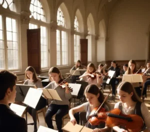 Candidatos concentrados durante as Provas de Habilidades Específicas do Vestibular UEMG 2026 na Escola de Música.
