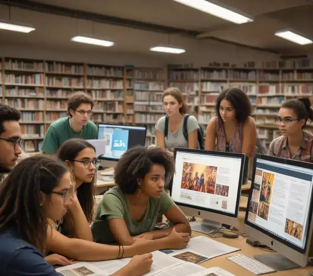Estudantes se preparam para o vestibular, contextualizando a riqueza cultural e histórica do Carnaval em suas análises.