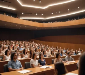 Estudantes acompanham palestra preparatória para as provas da Uerj no campus Maracanã.