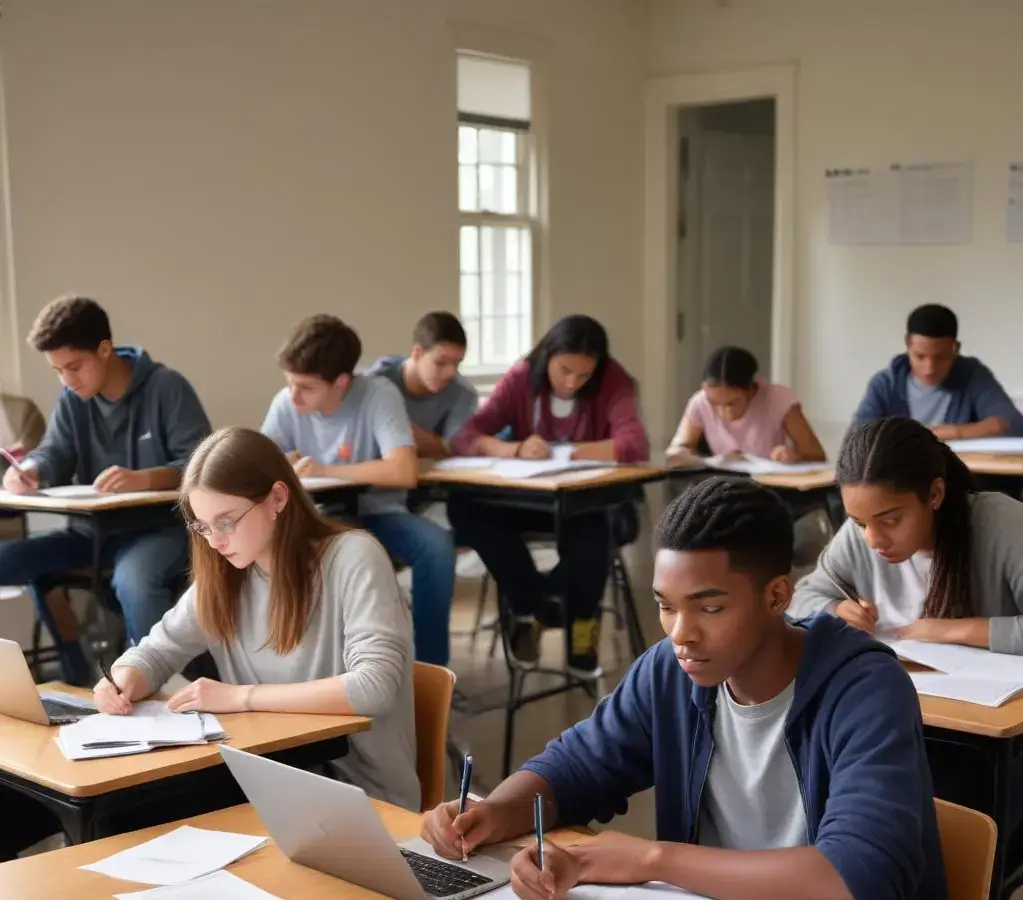 Jovens estudantes de diferentes partes do Brasil participam de aulas online do Pré-Vestibular Social CECIERJ, buscando a aprovação no Enem 2026.