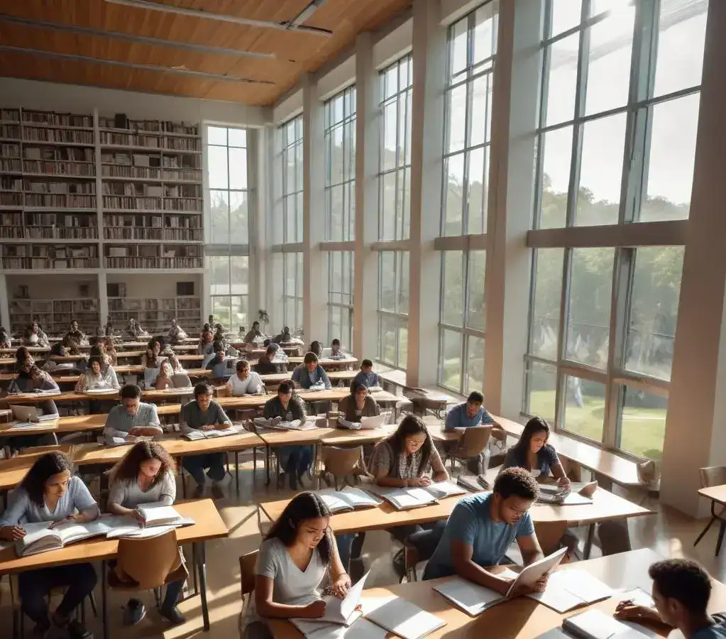 Estudantes preparam-se para o Vestibular UFU 2026/2 em um ambiente de estudo, buscando uma das 1.699 vagas oferecidas pela universidade.