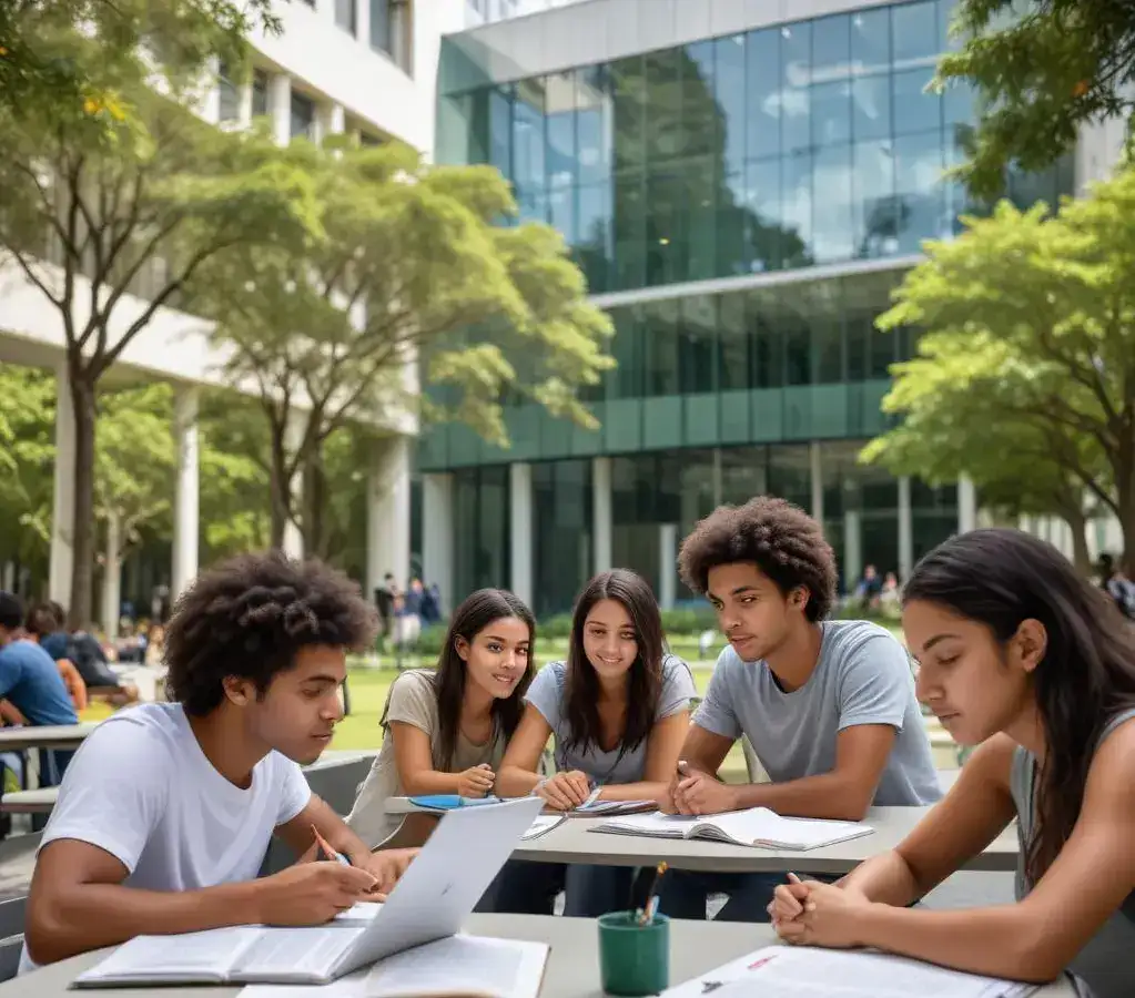 Estudantes se preparam para o Vestibular UEPG 2026 em campus universitário, focados nos estudos e na busca por uma vaga em 2027.