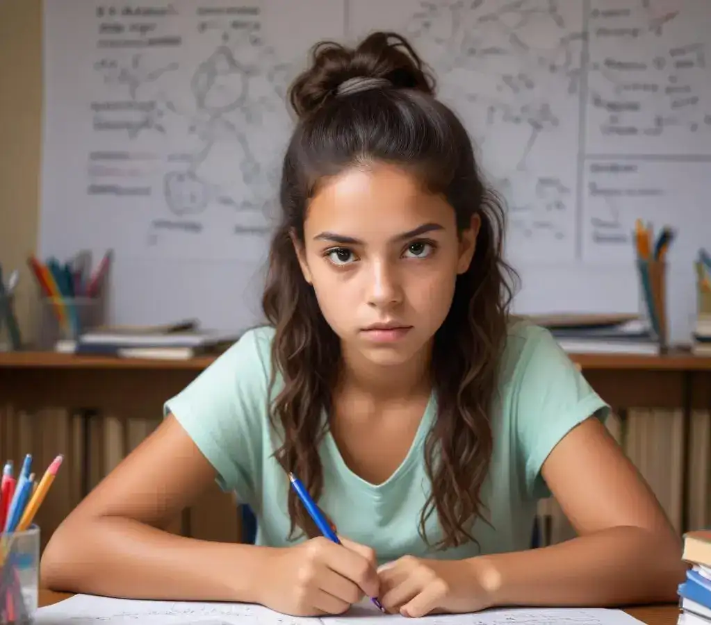 Estudante dedica-se aos estudos de biologia, utilizando esquemas e mapas mentais para otimizar a compreensão de conteúdos complexos para o vestibular.
