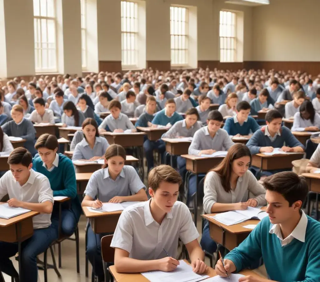 Estudantes focados em suas provas do Vestibular Uece, buscando uma vaga na Universidade Estadual do Ceará.