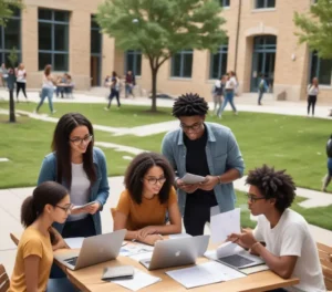 Jovens estudantes empenhados na preparação para o Vestibular Insper 2026/2, símbolo de dedicação e busca por excelência acadêmica.