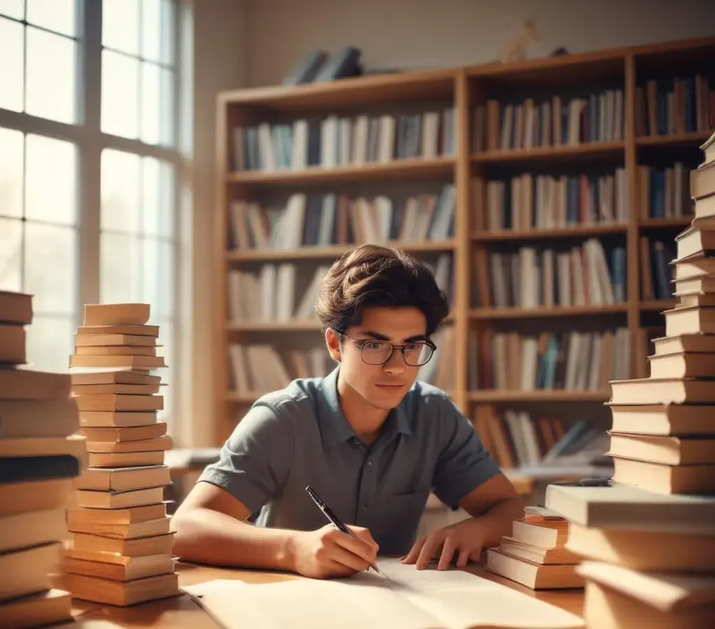 Estudante preparando-se para o processo seletivo do ITA com foco e dedicação.