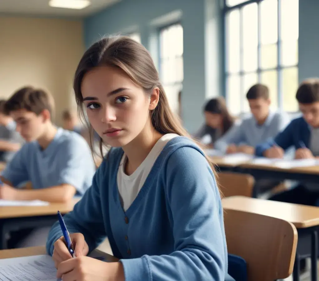 Estudantes concentrados durante a aplicação do simulado da Fuvest, etapa fundamental para a preparação do vestibular.