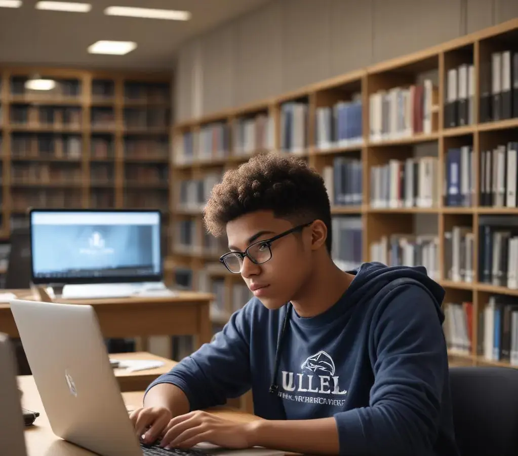 Estudante se preparando para o vestibular da UEL com auxílio de materiais digitais.