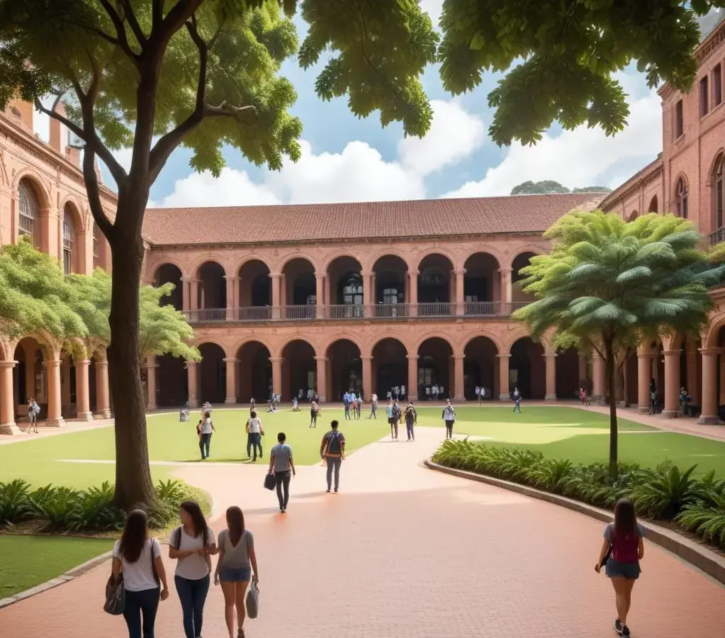 Campus da PUC-SP, referência em excelência acadêmica e vida estudantil ativa.
