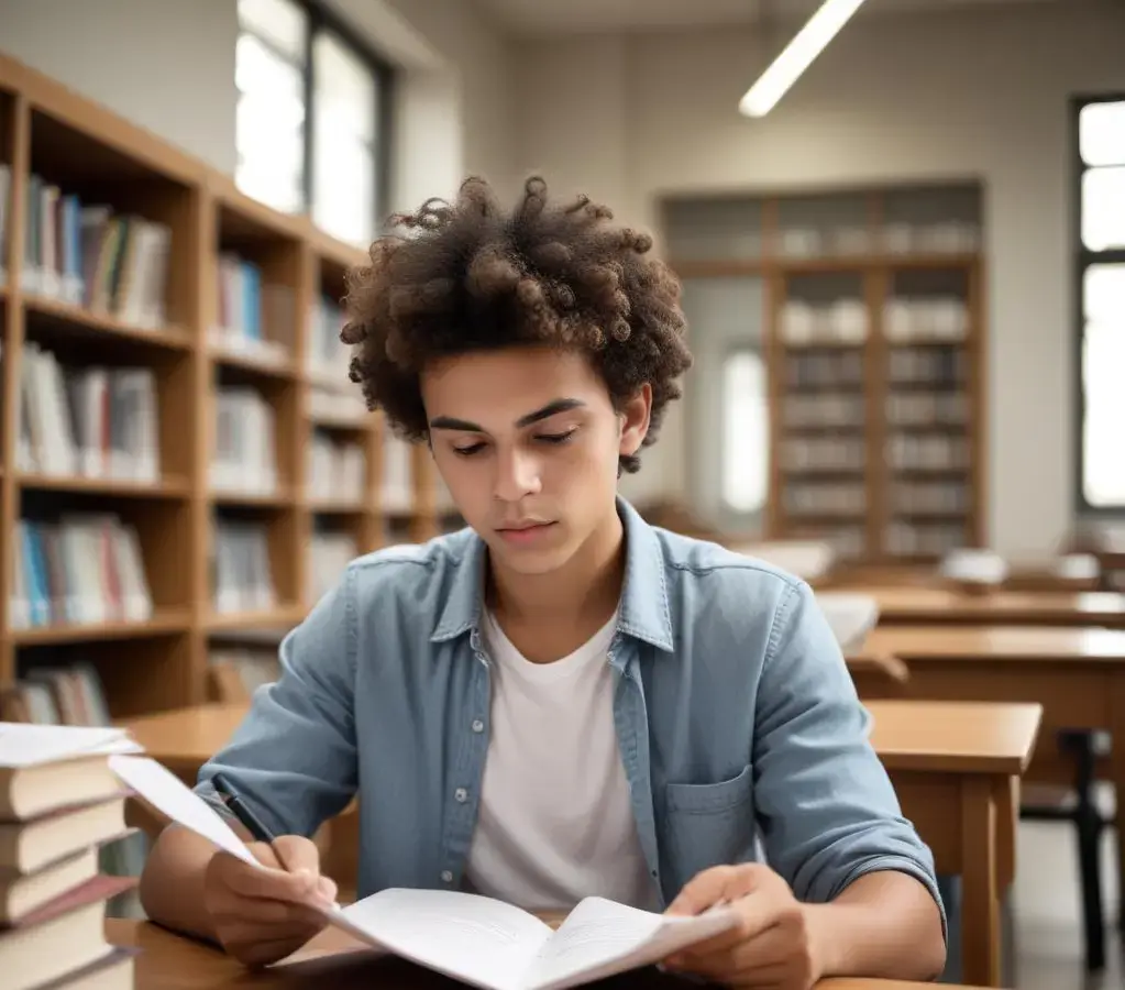 Estudante se prepara para as novas diretrizes do Enem 2026 em ambiente de estudo dedicado.
