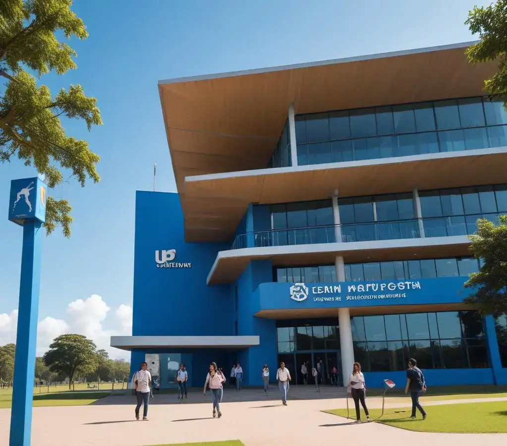 Estudantes em frente ao campus da Universidade Estadual de Maringá durante o período de inscrições para o vestibular.