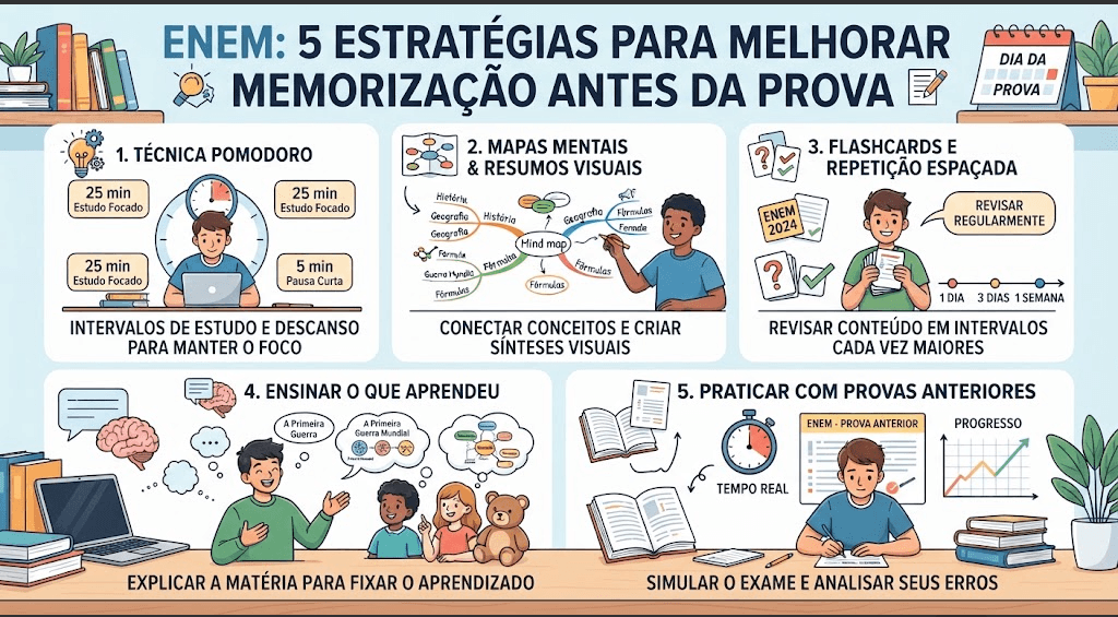 Enem: cinco estratégias para melhorar a memorização antes da prova